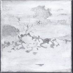 scan schilderijtje wit met potlood landschap